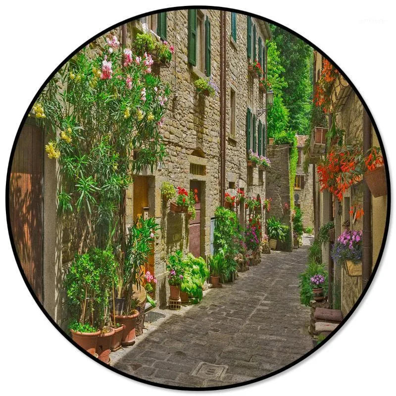 Mattor Italien Street House Flower Pot Retro Mattor Kidsrum Rum Mattor Modern anti-halkgolvmatta för sovrum levande heminredning1