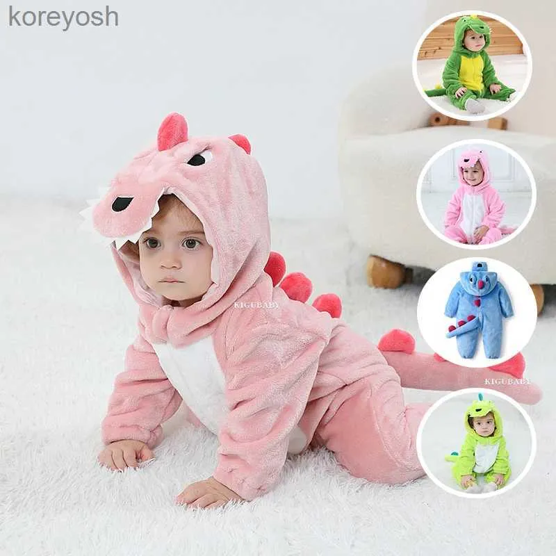 Pajamas Kigurumis Lovely Dinosaur Baby Rompers Clothes Infant Boys Girls Cartoon Pajamas Baby Onesie Romper Newborn Hooded HalloweenL231109