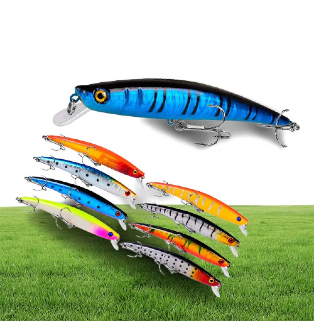115mm 102G Minnow Hook Hard Baits Lures 4 Treble Hooks 10 Färger Mixed Plastic Fishing Gear 10 Pieces Lot WHB293186215