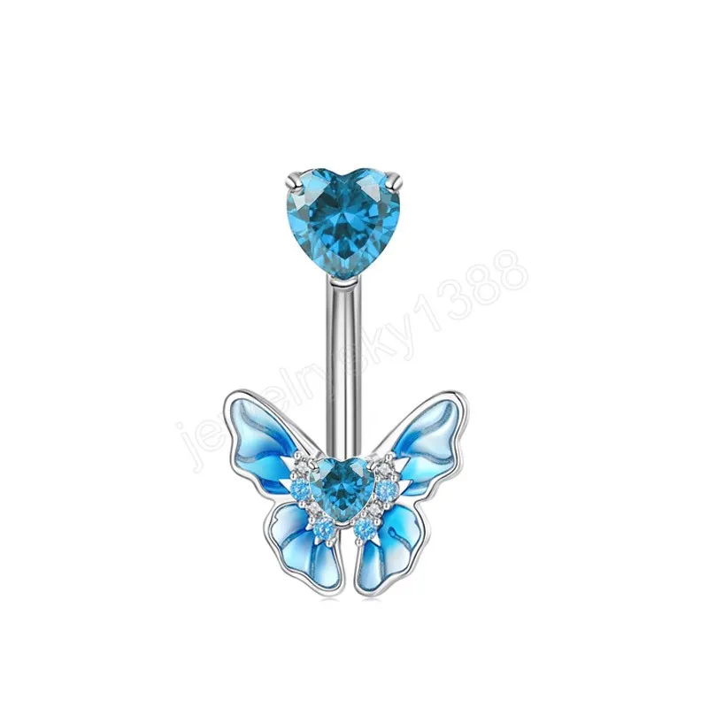 Papillon couleur vive strass ventre nombril anneau ventre barre nombril bijoux corps Piercing haltère corps Piercing bijoux