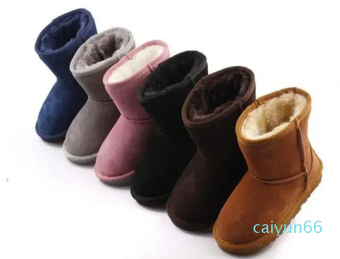 Botas de neve infantis/crianças com design clássico popular, botas quentes de couro, frete grátis