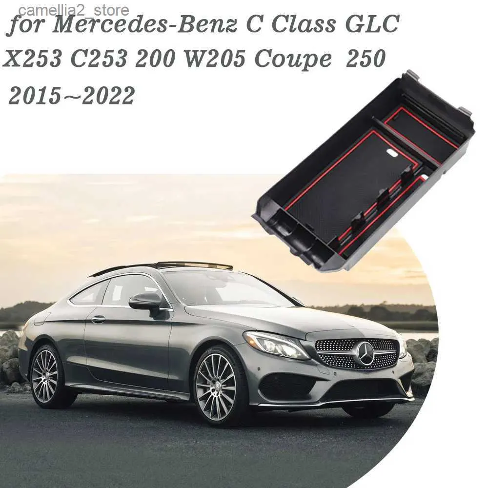 Organisateur de voiture Boîte de rangement de voiture pour Mercedes Benz Classe C GLC X253 C253 200 W205 Coupé250 2015~2022 Accessoires de plateau de console centrale de rangement Q231109