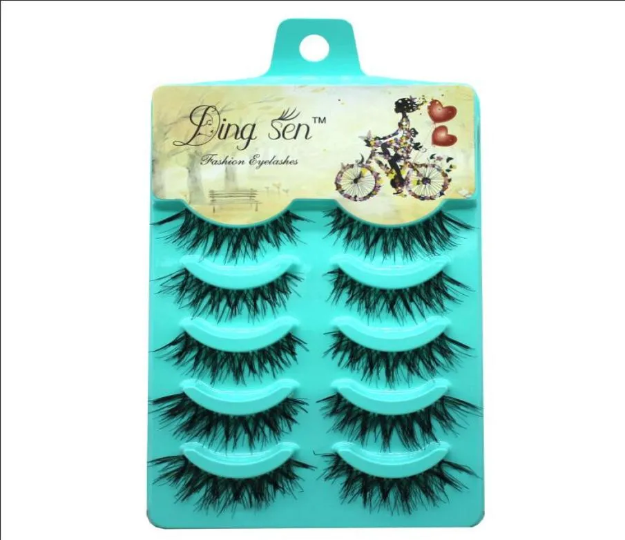 5 par Nya kvinnor Lady Natural Soft Black Fake Eye Lashes Handgjorda tjocka falska ögonfransar Makeup Tools2651222