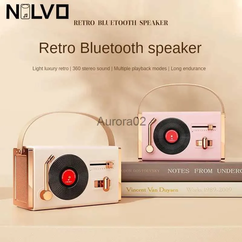 مكبرات صوت الكمبيوتر الجديدة Retro Bluetooth V5.3 مكبر صوت مع ضوضاء إلغاء الميكروفون في الهواء الطلق مكبر صوت Mini Viny Music Player TF AUX YQ231103
