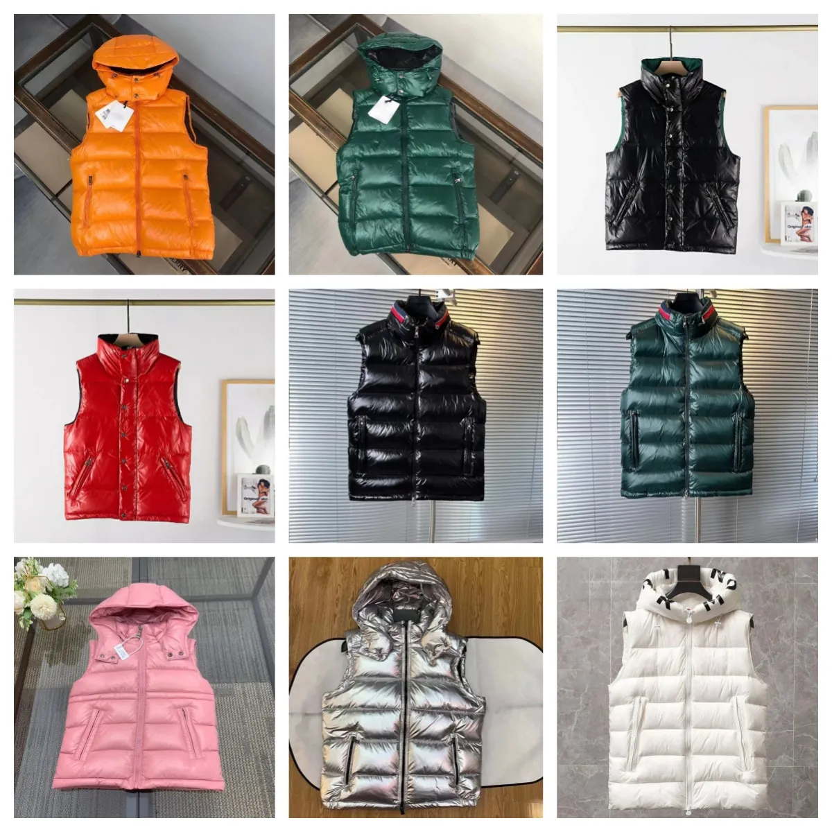 Gilet da uomo di design canotta canotta da uomo di alta edizione per coppia cappotto caldo con cerniera spessa imbottitura in piumino d'anatra bianco confortevole caldo in bianco e nero M Home Series