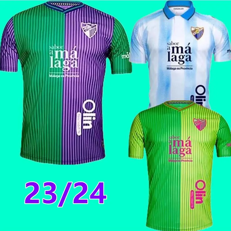 23 24 Malaga Mens Soccer Jerseys Bustinza M. Juande Ramon Febas Alex Gallar Fran Sol Munoz Home Away 3rd Football Shirts Kort ärmuniformer 9899