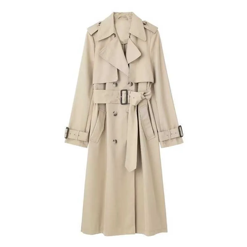 Trench-coat coupe-vent pour femmes, style européen et américain, nouvelle ceinture ample mi-longue, double boutonnage, automne 2023