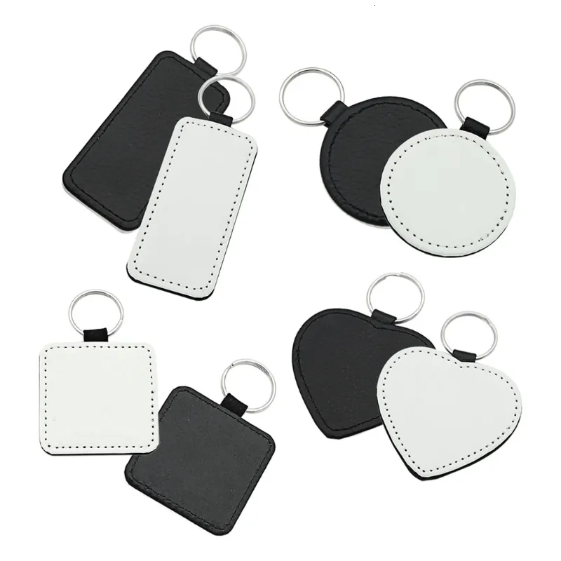 Chaços Keychains 10pcs Chaves de couro Blank Heart Round Square MDF Keychains sublimação Chave de transferência de calor Kit Kit Jóias Fazendo 230408