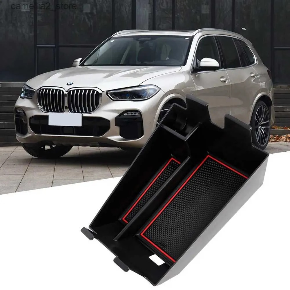 Bilarrangör Bil Central Armrest Storage Box för BMW X5 G05 2019 Central Control Organizer Tray Accessories ABS Material Q231109
