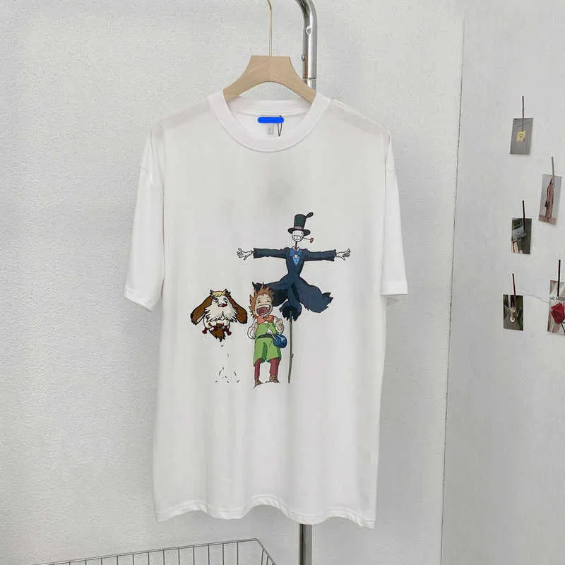 Luxury Designer's New Men's Dames voor dames met korte mouwen Sportswear Set Shirt High-End Luojia Scarecrow Cartoon Gedrukte korte mouw T-shirt 2023 Zomercasual en dezelfde top