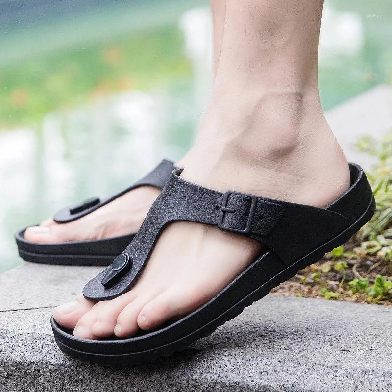 Kapcie Summer CO Męskie sandały Flip-Flop Flip-Flop Foot Arch Masaż Korekta Walking Beach Outdoorowa miękka guma rybnego dżentelmena