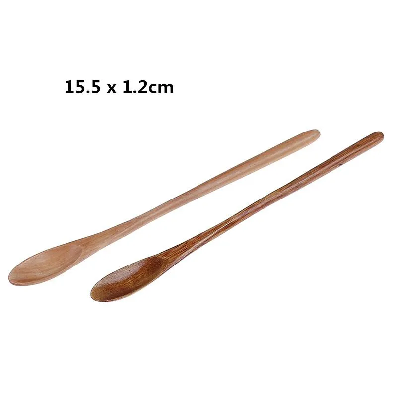 Cucchiai 1Pc Manico Lungo Cucchiaio Di Legno Per Miele Zuppa Di Riso Dessert Caffè Tè Miscelazione Utensili Da Cucina Cucchiaino Ristorazione Di Legno