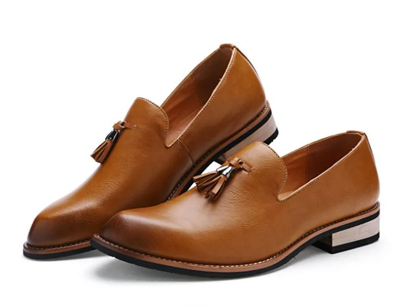 Chaussures de luxe pour hommes chaussures en cuir pour hommes mode talon bas robe à franges richelieu printemps bottines Vintage classique mâle chaussure décontractée