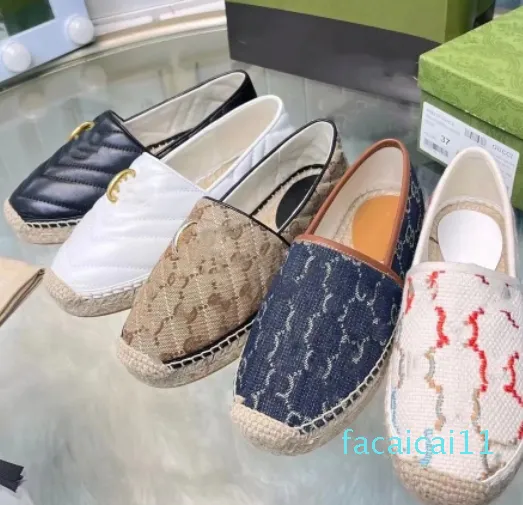 Designer dames espadrille schoenen met texturen en patronen geweven koord Platte zool koord luxe dames platformschoen Stofafwerking comfort Handgemaakt