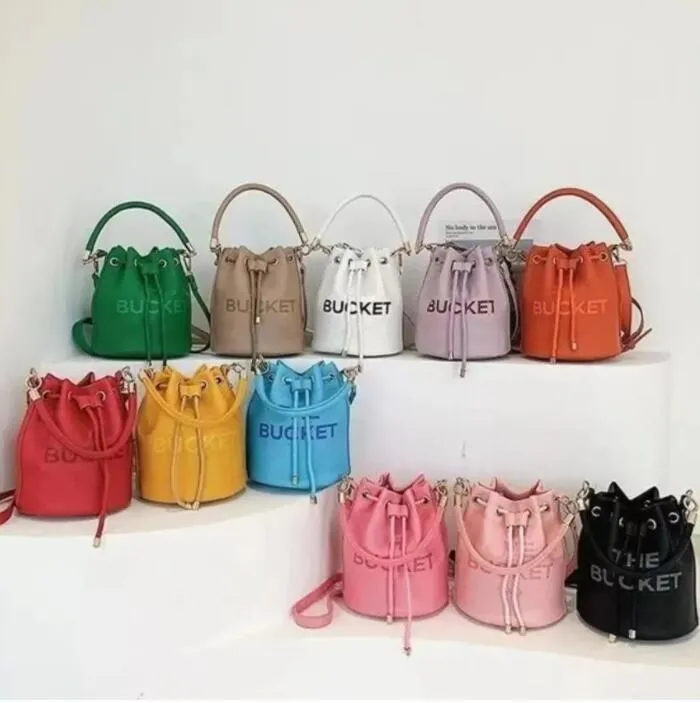 Lady Luxury the leather bucket bag Dam män Designer marc tote classic Dragsko axel mode plånbok hinkar topphandtag plånböcker handväska