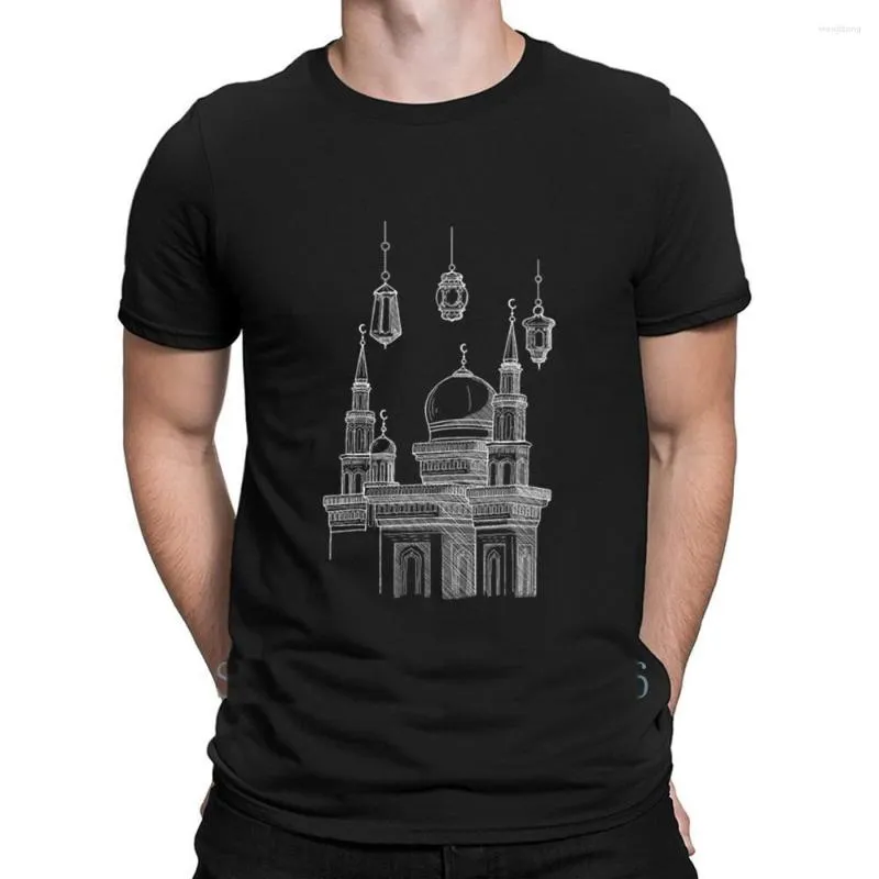 بنية إسلام المسجد للرجال ، قميص قميص أشعة الشمس الطبيعية الصيفية المعيارية O - مصمم الرقبة غير رسمي