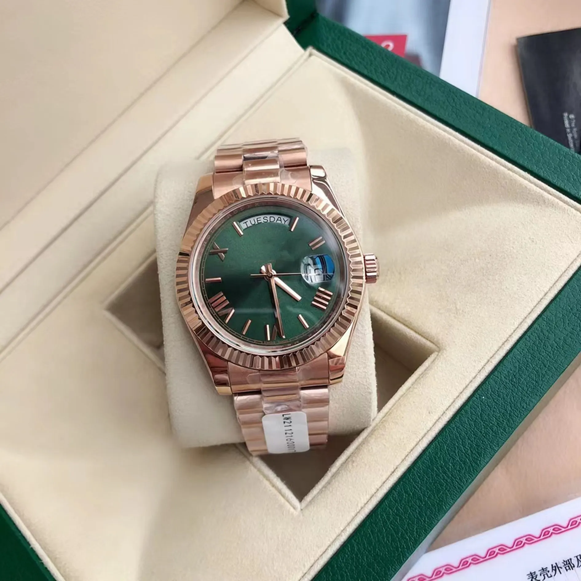 В оригинальной коробке Роскошные мужские часы класса ААА reloj Rome 41 мм datejust Day-Date Автоматический Механический механизм 2813 Механизм 904L Ремешок из нержавеющей стали 2023