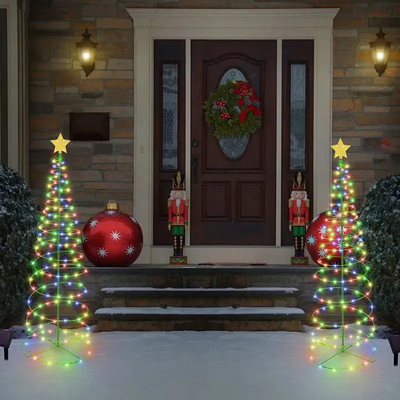 Decorazioni natalizie Decorazione per albero di Natale a LED solare impermeabile esterna Luci a corda alimentate ad energia solare Anno Ornamento Decorazione del giardino 231109