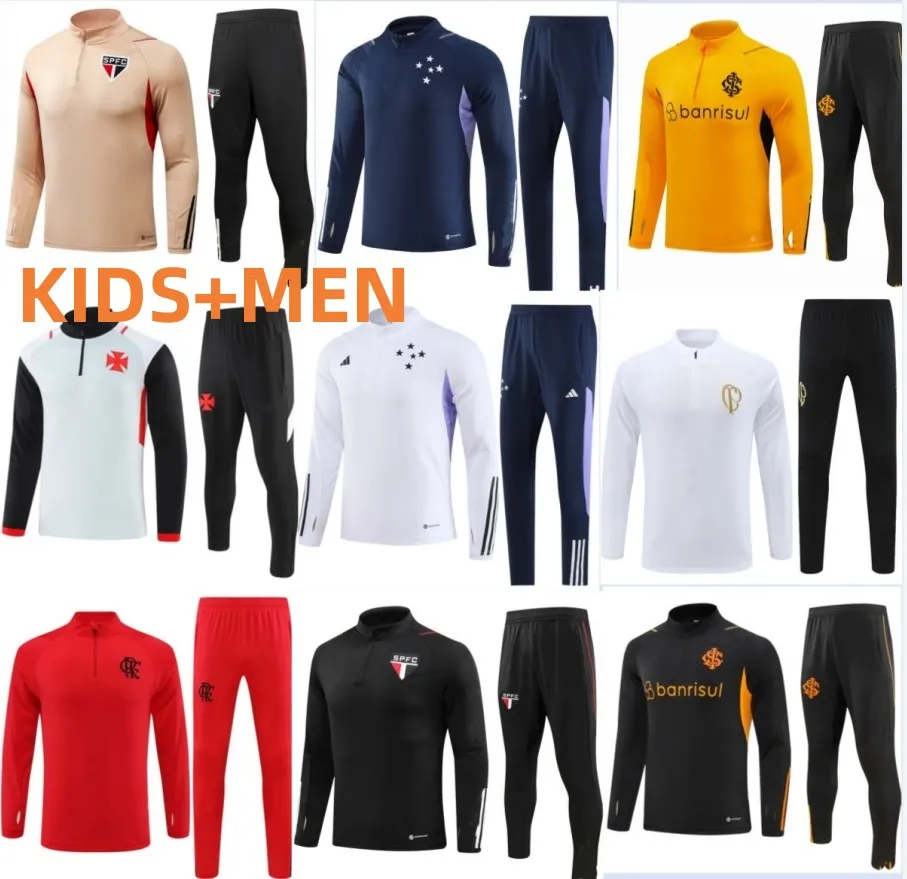 23/24 Flamengo Cruzeiro mens bambini tuta da calcio maglie da calcio maillot chandal futbol survêtement foot jersey set kit GABI DAVID set da allenamento per uomo trainer