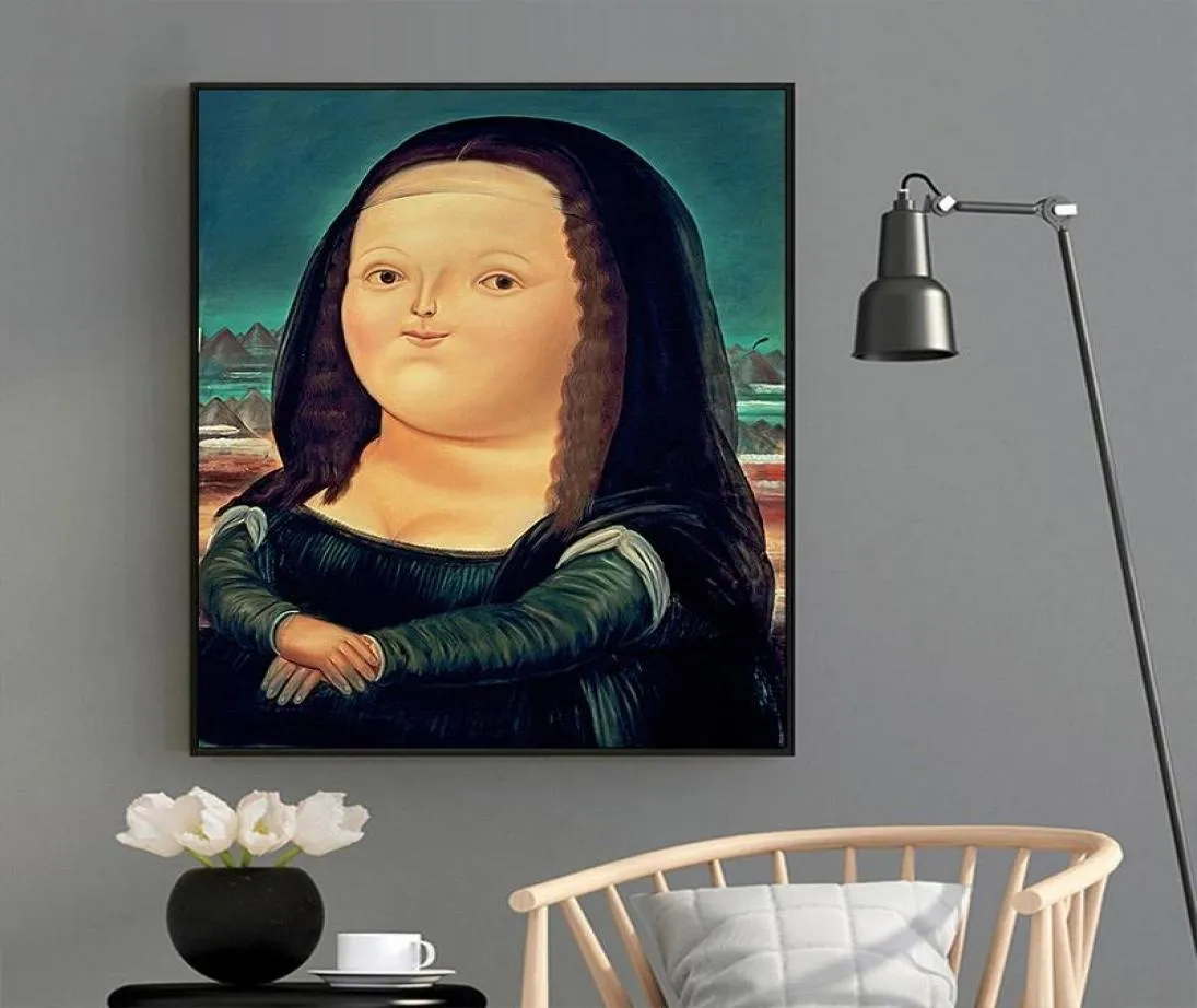 Cartoon Grappige Mona Lisa Posters Beroemde Olieverfschilderijen op Canvas Leuke Mona Lisa Da Vinci Muur Kunst Foto's voor Woonkamer6044977