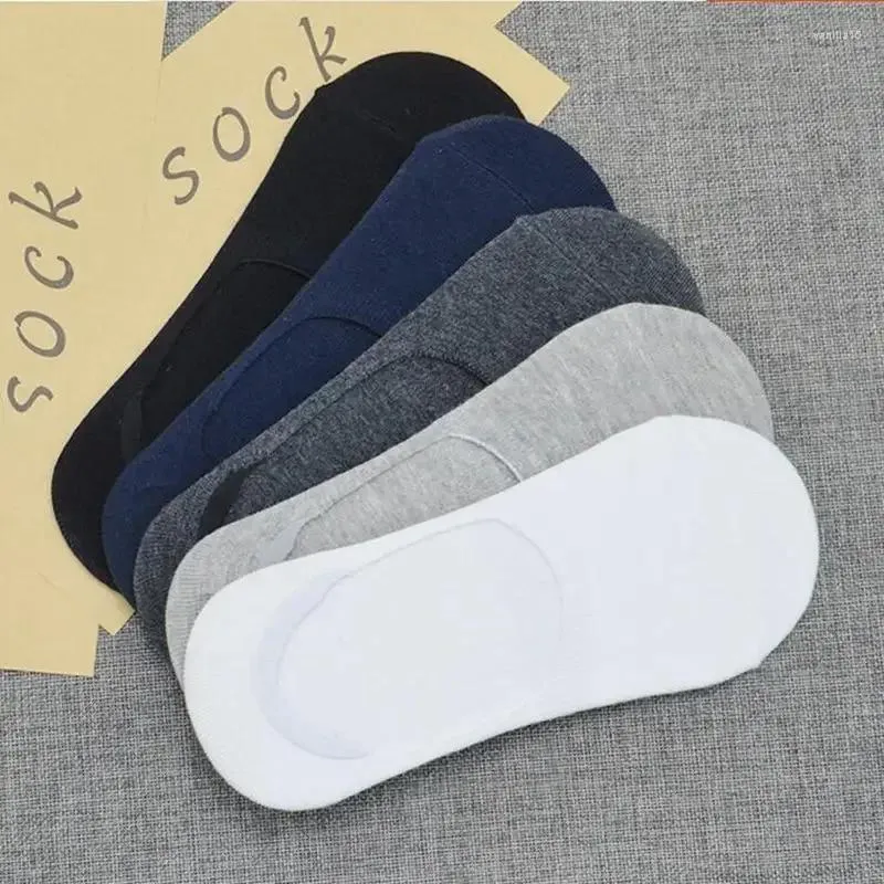 Men's Socks Mens Boat Summer Large Plus Size 38-47 Non-slip Silicone Invisible No Show Sock Slippers Cotton Black Sporty