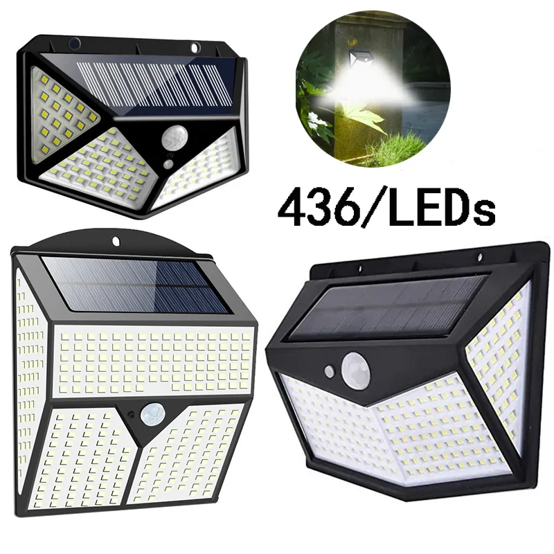 436 LED Solar Lamp PIR Motion Sensor Wall Light Outdoor Waterproof Yard Security Lamps LEAD Lights for Garden Decoration