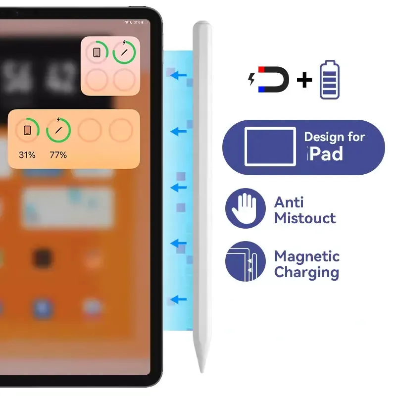 Magnetischer aktiver Stift Stiftkapazitive Magnetzeichnung Bleistift 2. Generation drahtlose Ladungs -Touchscreen -Stifte für iPad Pro 3. 12.9 Mini 6 Air 4. 5. 6. Tablette
