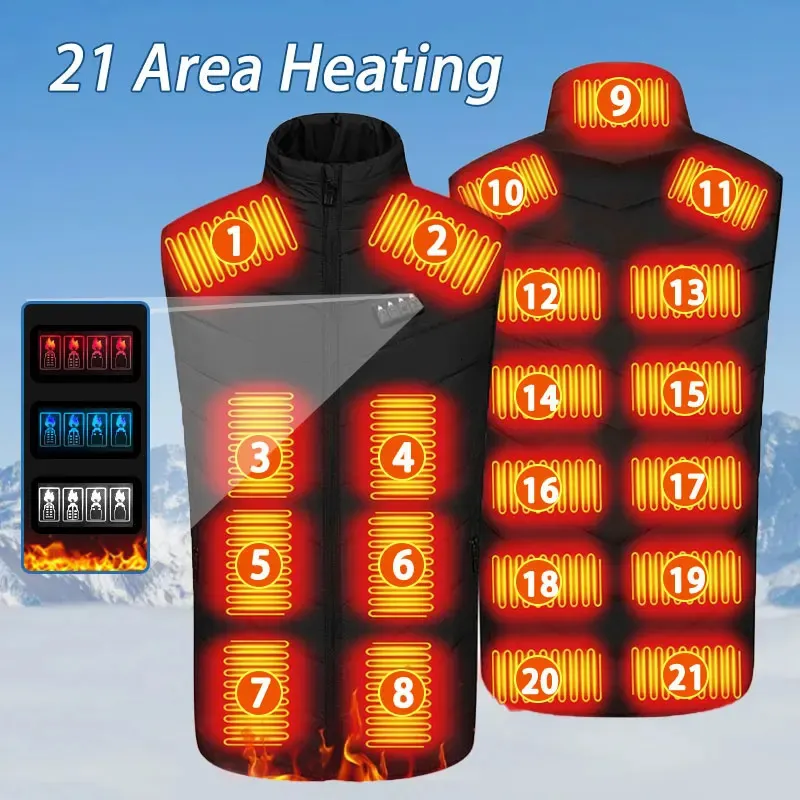 Mens Vests Winter Warm jacket USB Heating vest Thermal Sleeveless Heated Jacket Electrical Women Fishing Trekking Hunting heated 231109