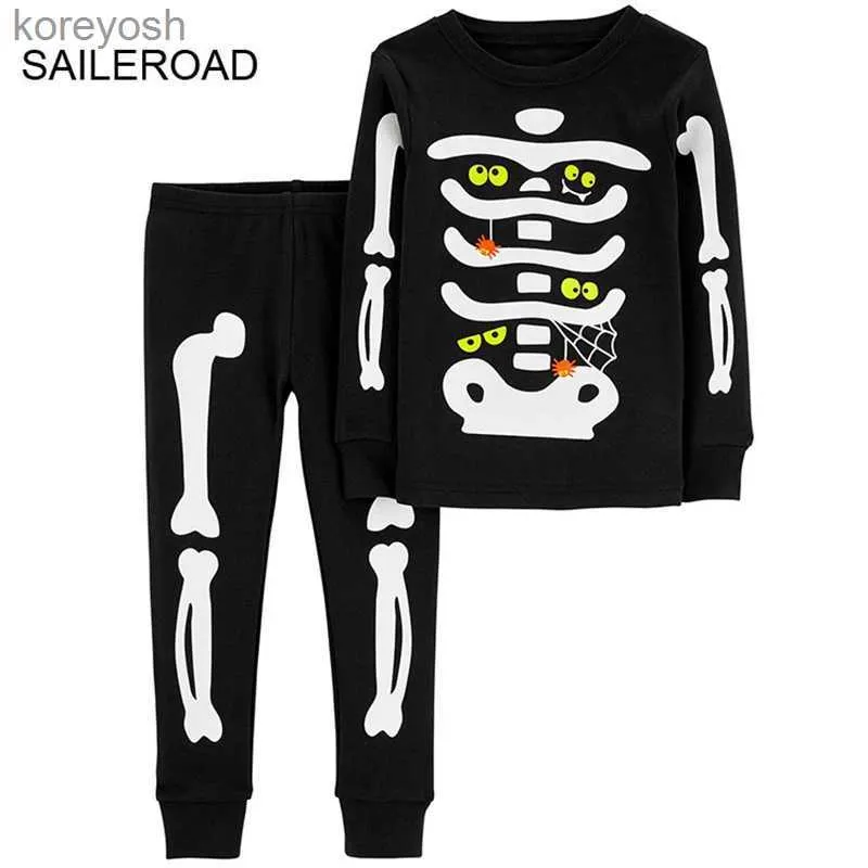 Pyjama SAILEROAD Jongens Herfst Pyjama Kinderen Skeleton Pyjama Set Kind Nachtkleding Peuter Meisjes Pyjama Halloween PJS Winter PijamasL231109