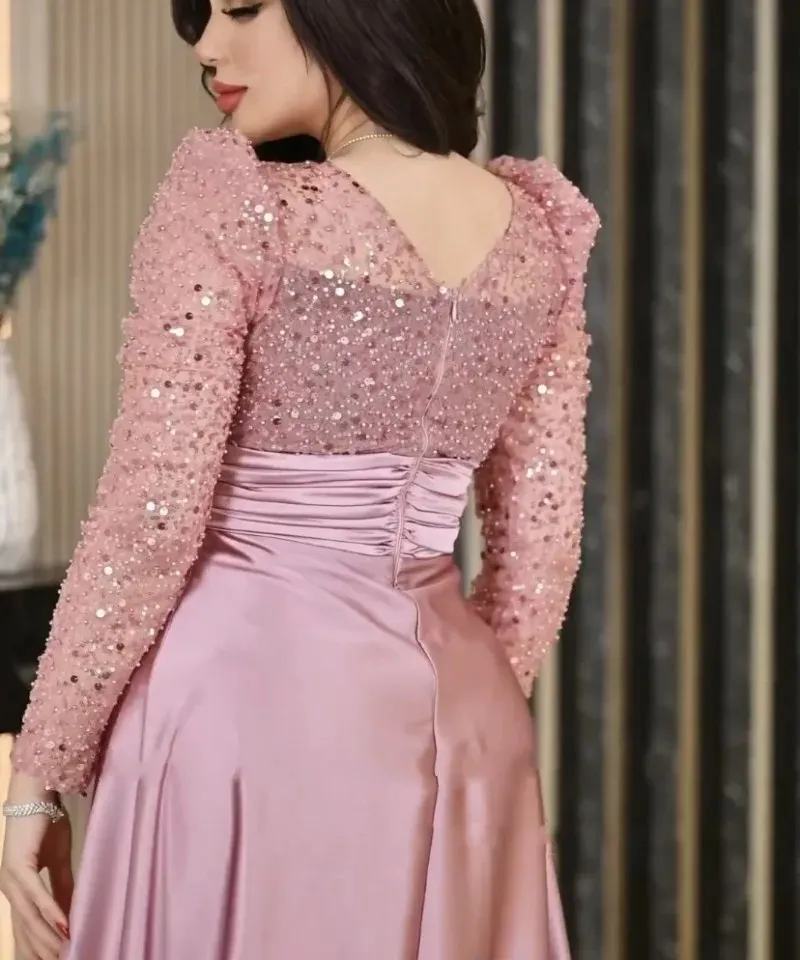 strapless open back dress LaDivine 7475C Plus Size Formal Long Sleeve Satin Dress – The Dress Outlet main image 1