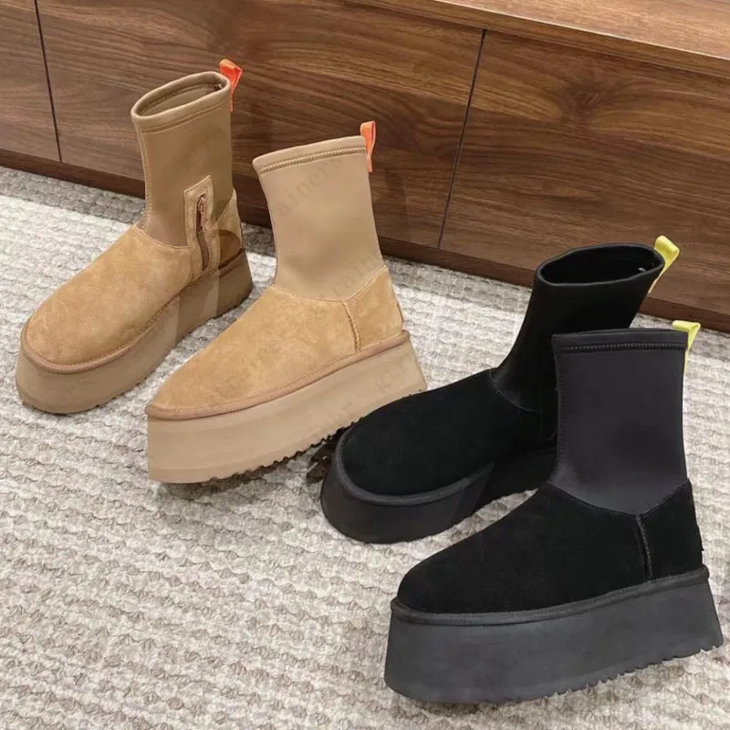 Designer laarzen klassieke dipper snowboots australië ultra mini laars tazz schapenleer leer wol platform schoenen kastanje zwarte winter Australische laarzen