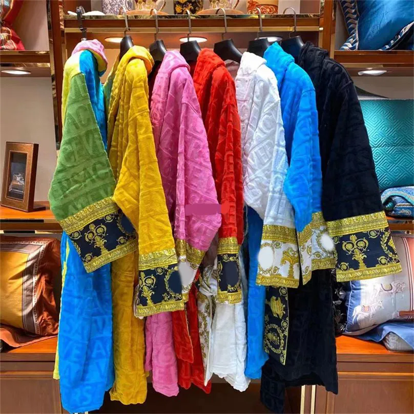 V Ersacee Robe Men's Sleepwear Mens Womens Shawl Collar Cotton Soft Fluffy Designer Brand Vintage Bathrobe Pamas Unisex Lovers Dressing Gown 284
