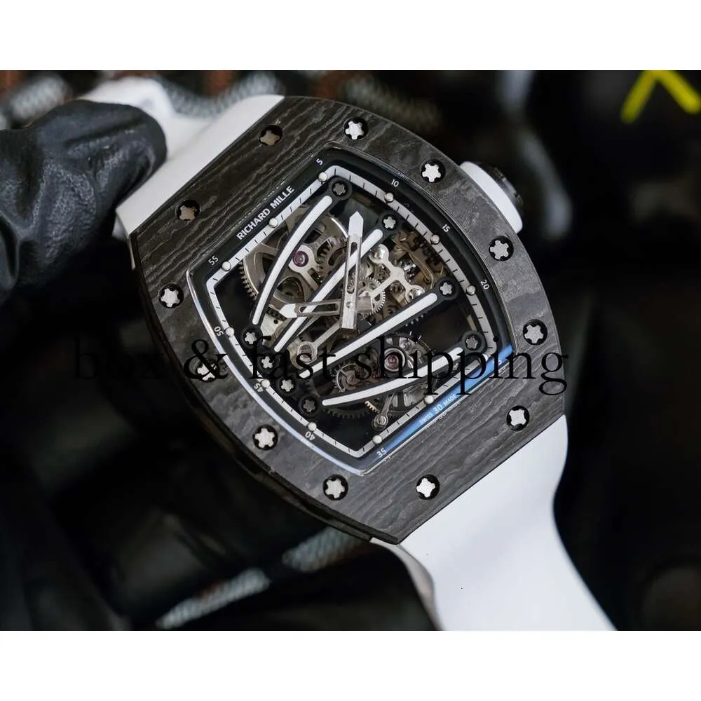 Carbon Rm059-01 SUPERCLONE Actief Tourbillon-horloge Rm59-uurwerk Mechanische vezelkast Saffierspiegel Sporthorloges Yohan Blake 232 Luxe horloges