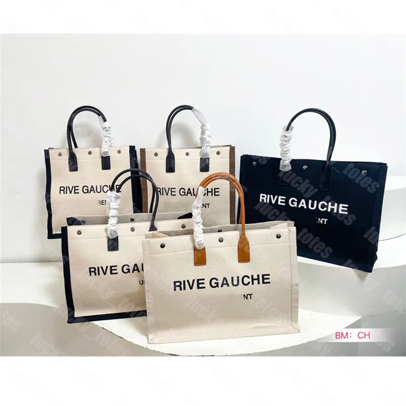 Designer RIVE GAUCHE Canvas Flax Shopping Bag Womens Letter Handbag Tote Bags Winter Package Crossbody Embroidery Letter High Capacity Shoulder Bags