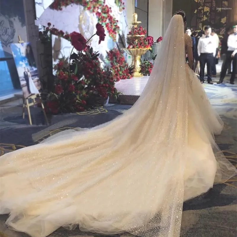 Véus nupciais chegada marfim champanhe catedral casamento noiva velo de novia acessórios