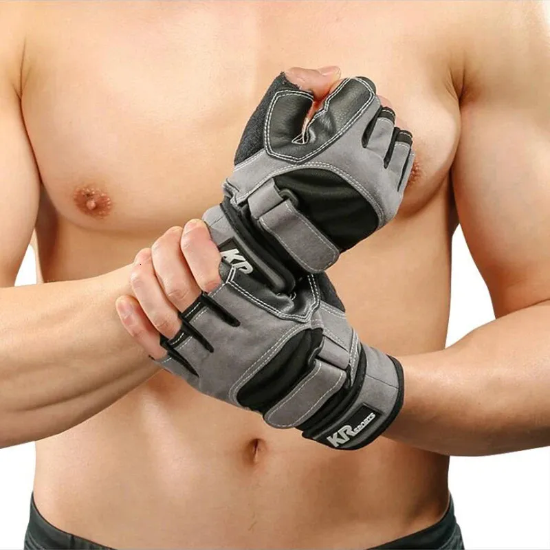 Gants de cyclisme Été hommes demi doigt anti-dérapant Sport de plein air cyclisme gant paume PU cuir bracelet tactique Fitness Gym haltérophilie mitaine G112 231109