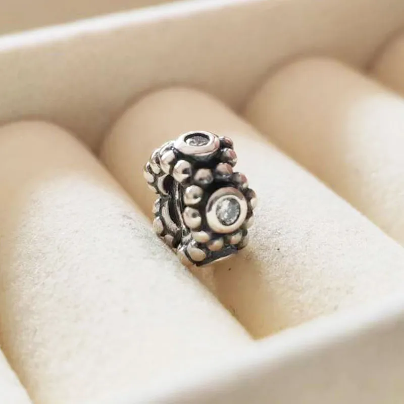 925 STERLING SLATER FLOR SPACER BEAD com zircônia cúbica se encaixa em pulseiras de charme de jóias europeias de jóias pandora