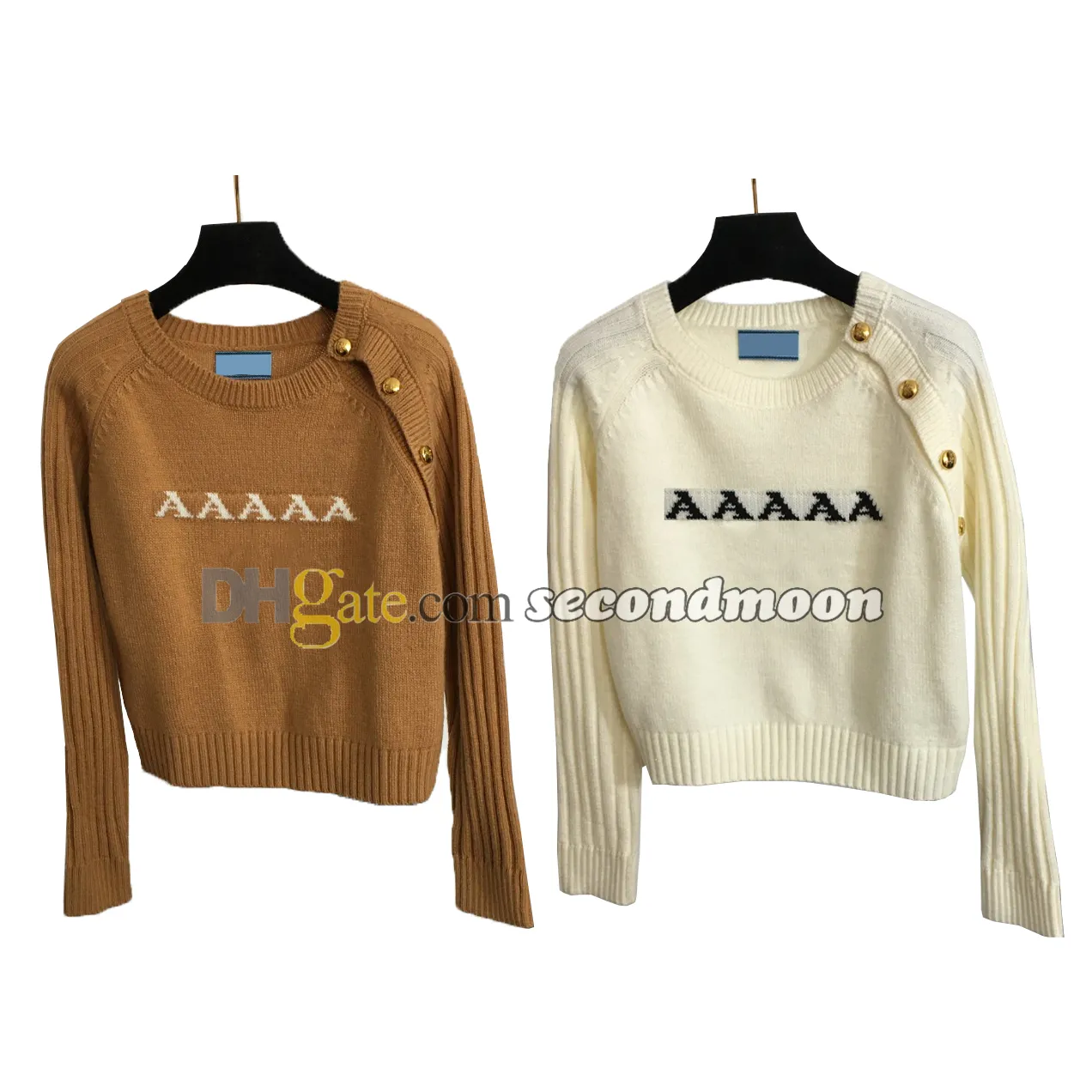 Sexy Hollow Shoulder Knitwear Women Letters Jacquard Knitwears Crew Neck Knits Top Winter Bottoming Shirt