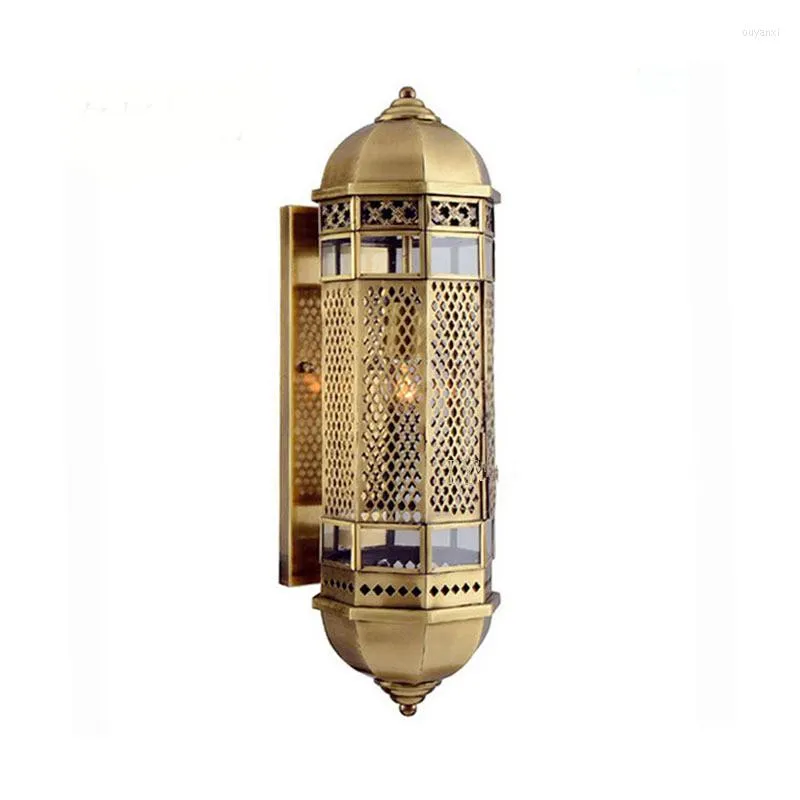 Lampade da parete MMBL Lampada in rame Mediterraneo Arabo Hollow Fiore antico Ristorante Decorazioni per la casa Luci a LED AC85-265V