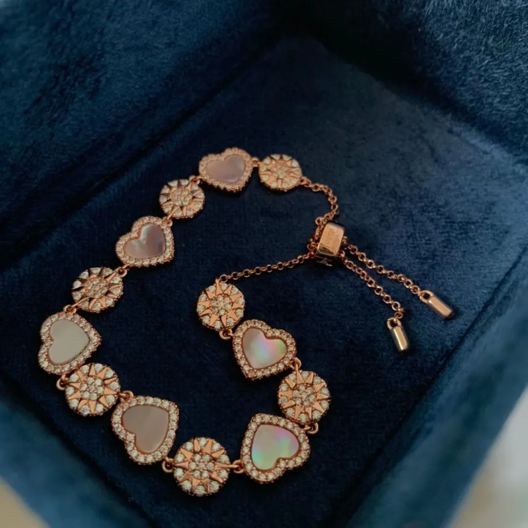 Роскошный бренд, дизайнерский браслет с сердечком для женщин, очаровательный жемчуг, элегантный розовый сердечек с бриллиантом, Турция, последовательный теннисный браслет для учителей ногтей, ювелирные изделия