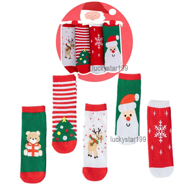 Calzini natalizi in spugna per bambini 1-12T Calzini in cotone per bambini adorabili calze per bambini felici di Babbo Natale