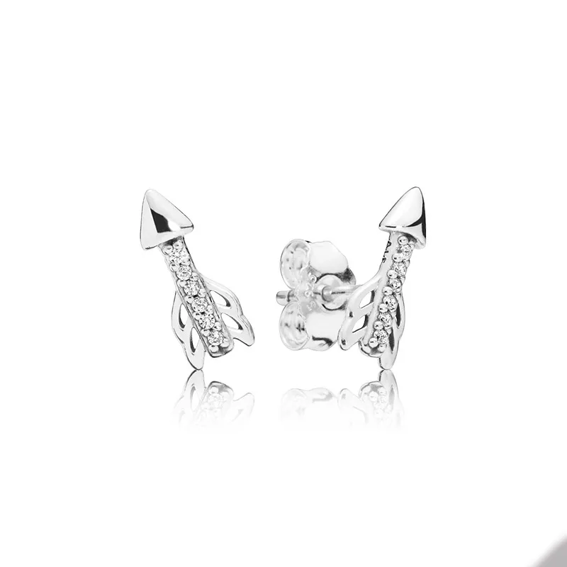 Orecchini a forma di freccia scintillanti per Pandora Orecchini in vero argento sterling da sposa di design Set di gioielli per le donne Regalo fidanzata Orecchini con diamanti CZ con scatola originale