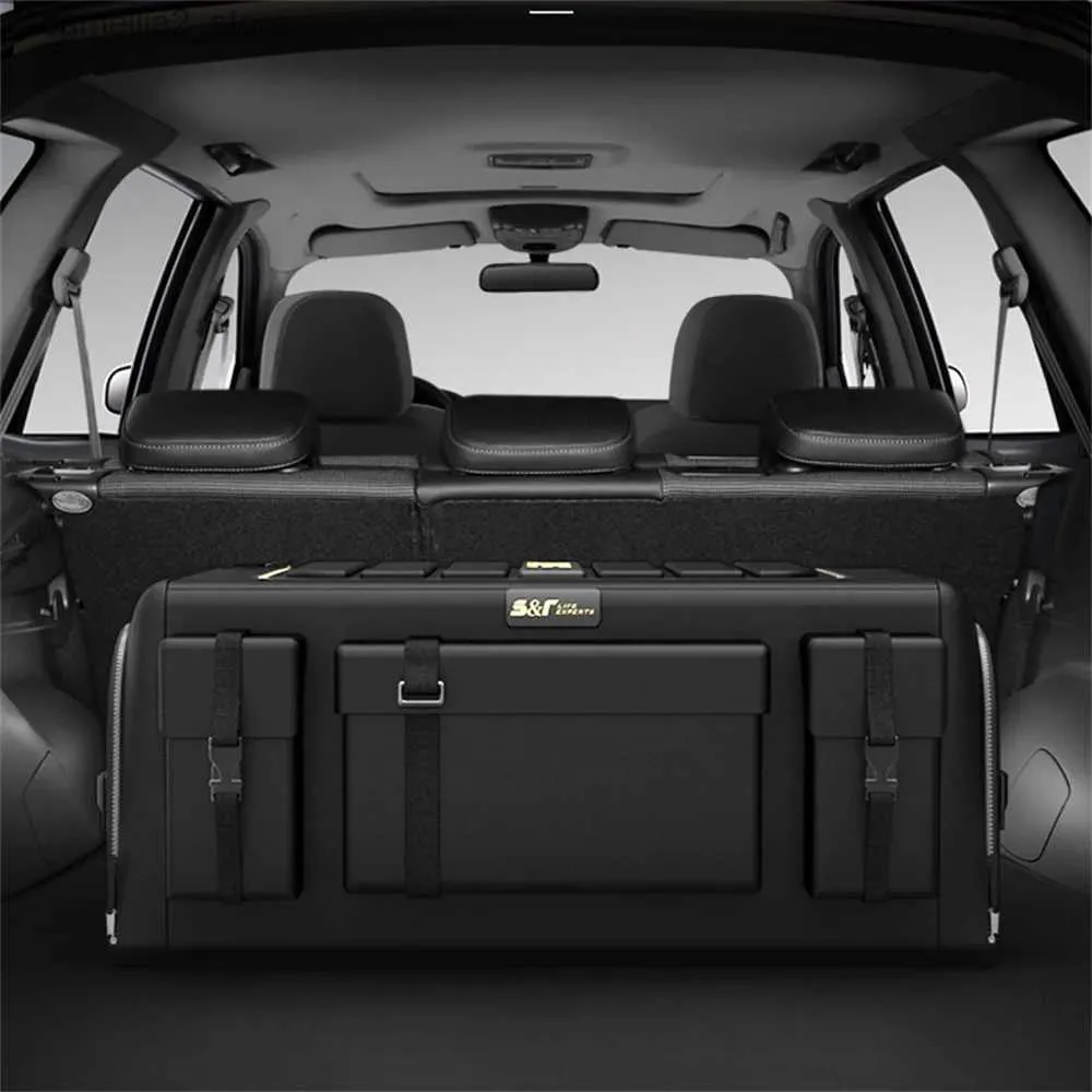 Organisateur de voiture 50L / 60L / 70L Organisateur de coffre de voiture Boîte de rangement Tissu Oxford Organisateurs automatiques Sac Poches de rangement de coffre pliantes pour véhicule Berline SUV Q231109