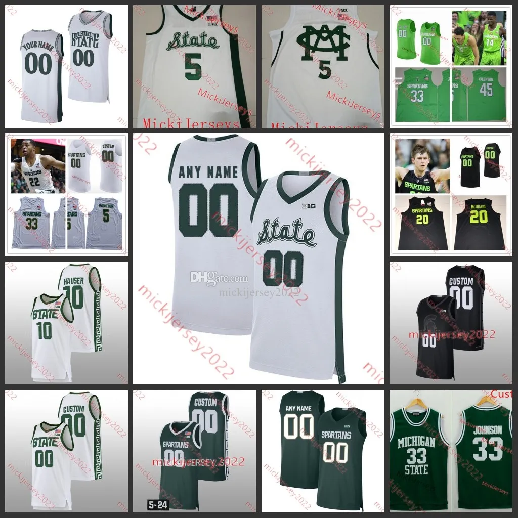 Jaden Akins Jeremy Fears Jr. MSU Basketball Jersey Xavier Booker Coen Carr Gehrig Normand Nick Sanders Niestandardowe zszyte koszulki MSU