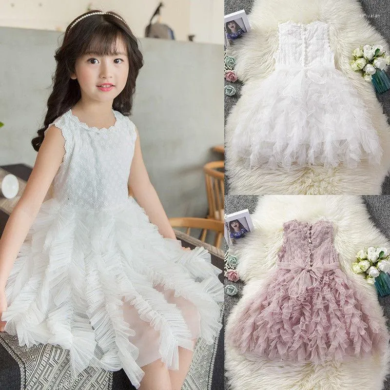 Robes de fille CitgeeSummer enfant en bas âge enfant bébé sans manches noël Tulle Tutu fête Pageant princesse rose blanc à volants robe d'été