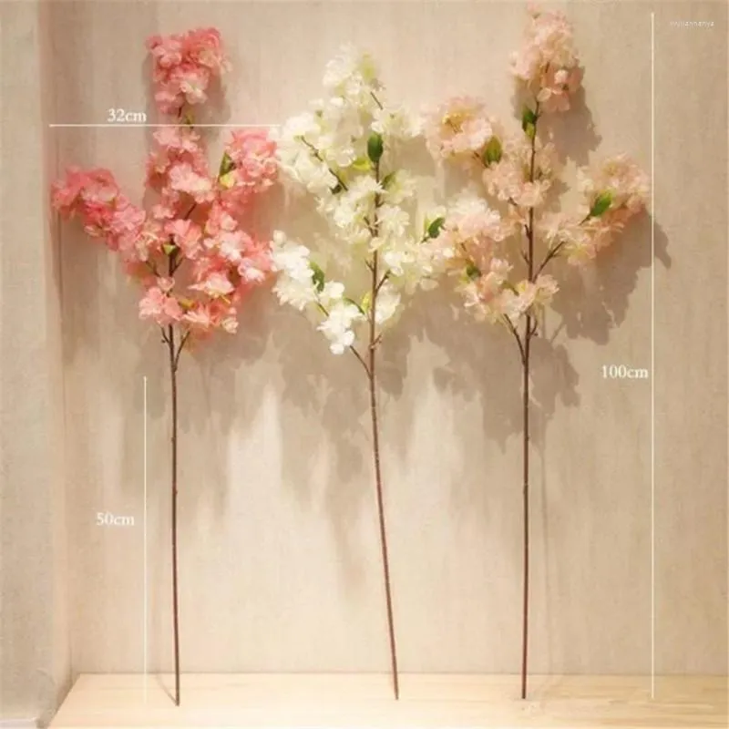 Fleurs décoratives 100 pièces fleur de cerisier artificielle rose blanc arbre décor à la maison fleur printemps accessoires de mariage