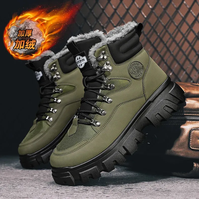 Botas CYYTL Botas de nieve Zapatos para hombre Piel de invierno Cálido Casual Tobillo Plataforma de cuero Diseñador de lujo Vaquero Combate Táctico Chelsea Senderismo 231108