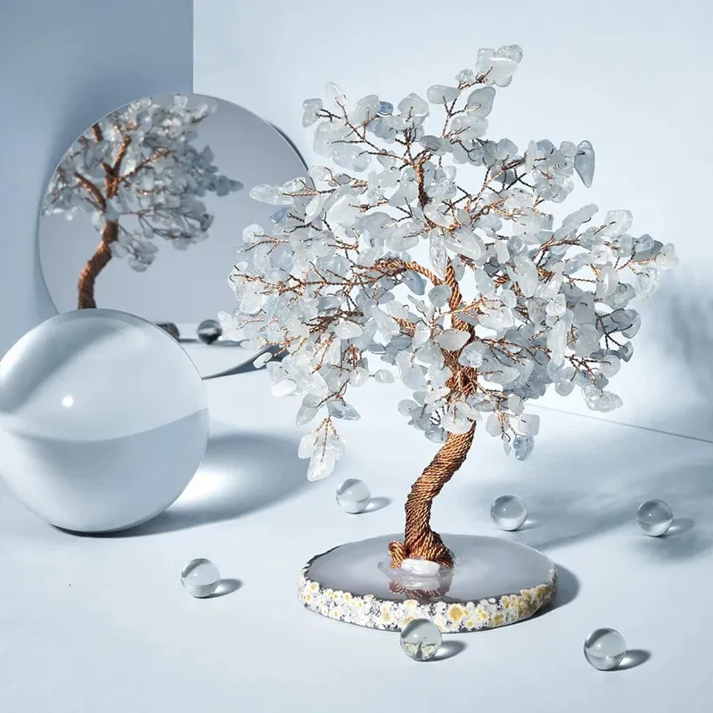 Obiekty dekoracyjne figurki hailanbao kryształ naturalny kryształowy bonsai drzewo pieniądze Lucky Tree Feng shui Tree dla stołowego dekoracje domowe biuro 231109