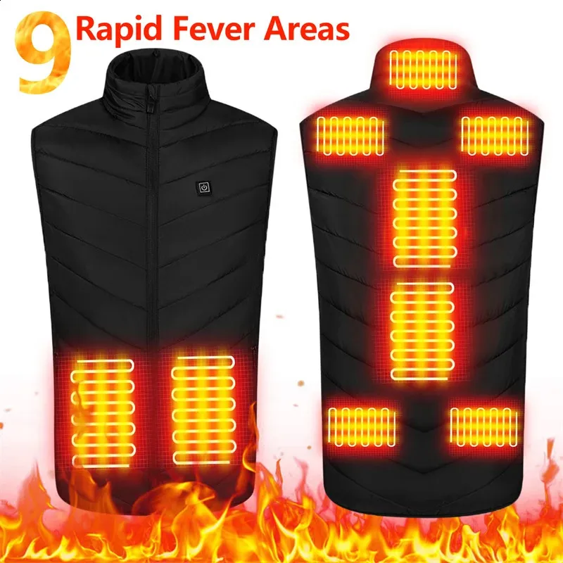 Gilet riscaldato da uomo 249 aree Gilet riscaldato da uomo e da donna Riscaldamento elettrico Giacca di ricarica USB Giacche termiche calde in piumino 231109_voghion.com