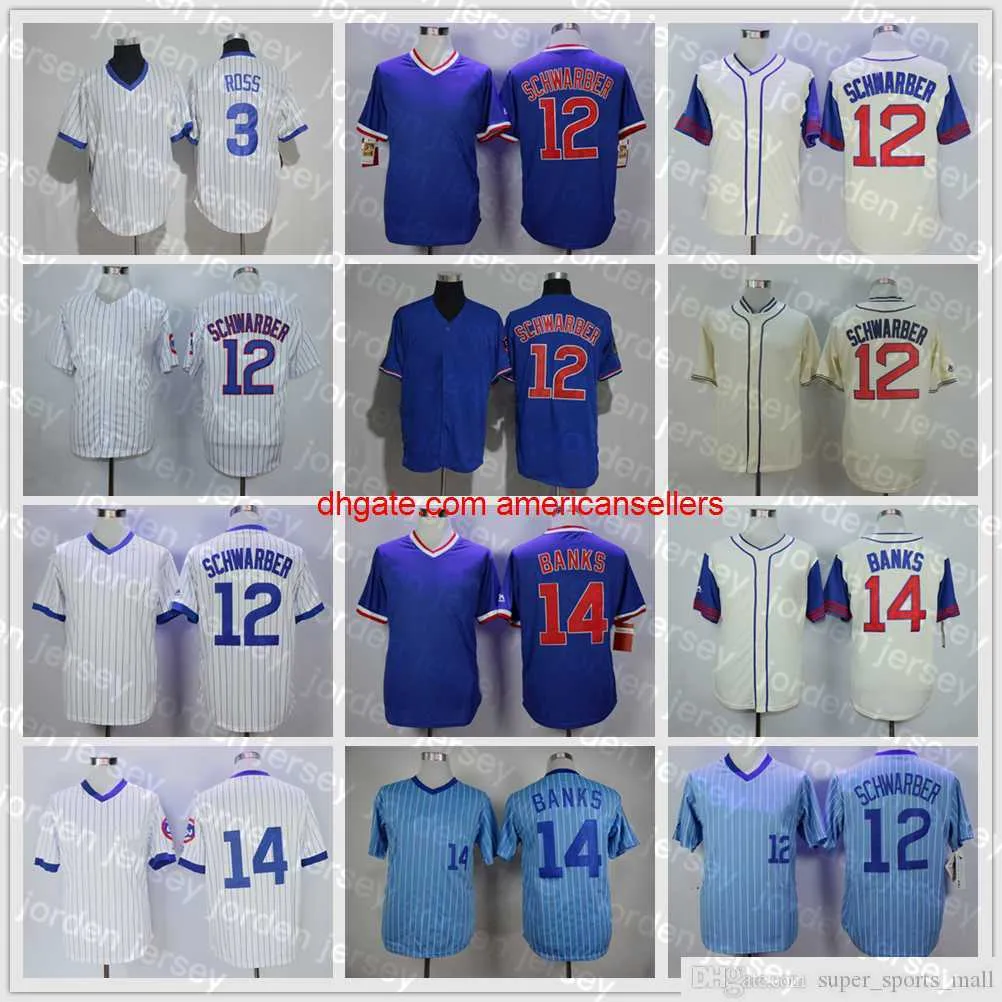 Maglie da baseball Maglia vintage 12 Kyle Schwarber 14 Ernie Banks 3 David Ross 1968 1994 Retro